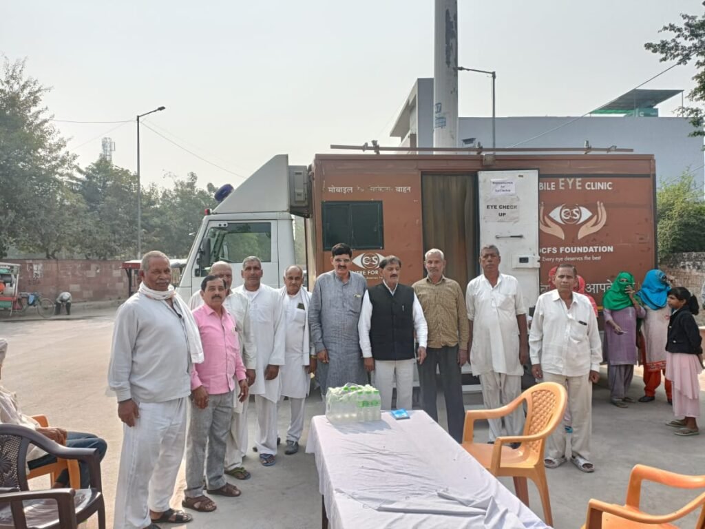 Eye check-up camp with a mobile eye-care van