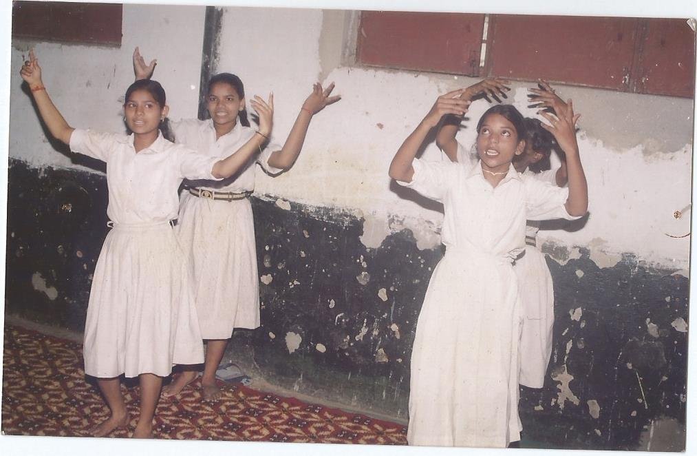 Schoolgirls performing together